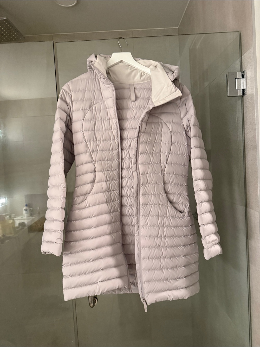 lululemon athletica Pale Blush Quilted Hooded Puffer Coat